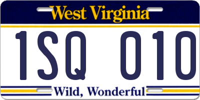 WV license plate 1SQ010