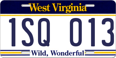 WV license plate 1SQ013