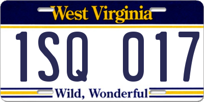 WV license plate 1SQ017