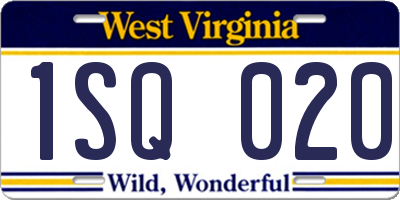 WV license plate 1SQ020