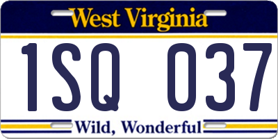 WV license plate 1SQ037