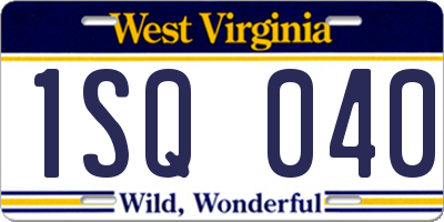 WV license plate 1SQ040