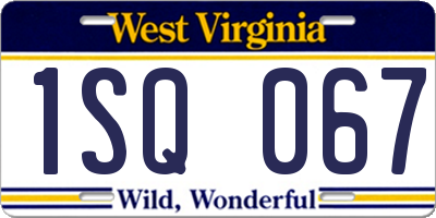 WV license plate 1SQ067