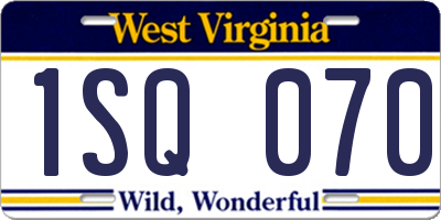 WV license plate 1SQ070