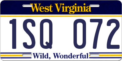 WV license plate 1SQ072