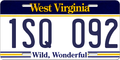 WV license plate 1SQ092