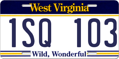 WV license plate 1SQ103