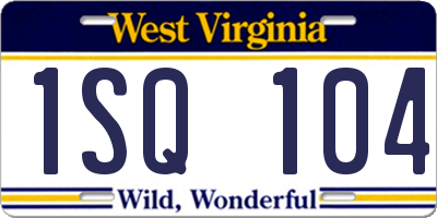 WV license plate 1SQ104