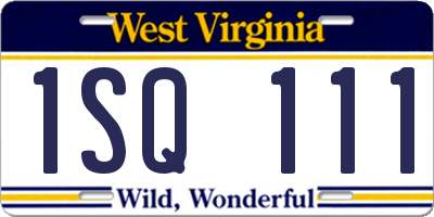 WV license plate 1SQ111