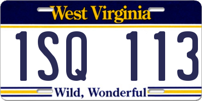 WV license plate 1SQ113