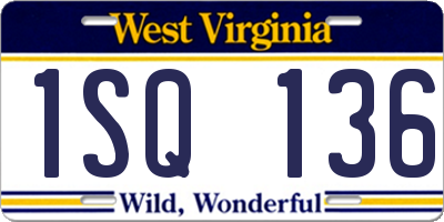 WV license plate 1SQ136