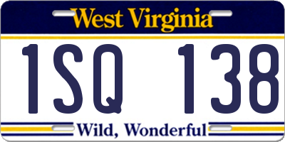 WV license plate 1SQ138