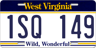 WV license plate 1SQ149