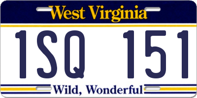 WV license plate 1SQ151