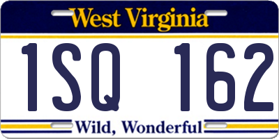 WV license plate 1SQ162