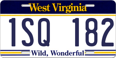 WV license plate 1SQ182