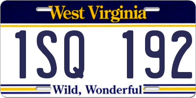 WV license plate 1SQ192