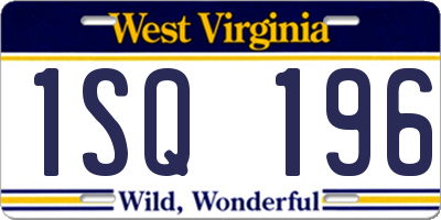 WV license plate 1SQ196