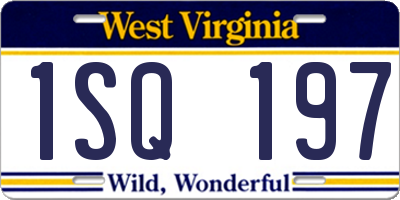 WV license plate 1SQ197