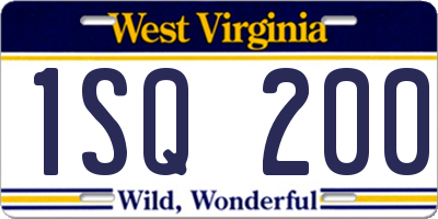 WV license plate 1SQ200
