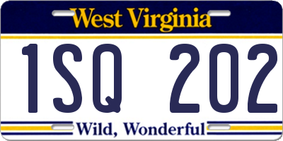 WV license plate 1SQ202