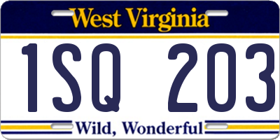 WV license plate 1SQ203