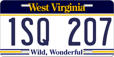 WV license plate 1SQ207