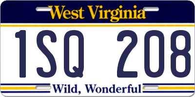 WV license plate 1SQ208