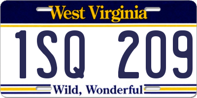 WV license plate 1SQ209