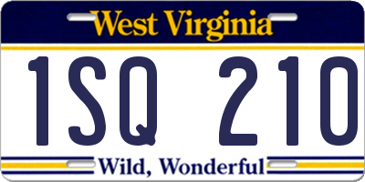 WV license plate 1SQ210
