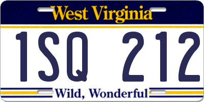 WV license plate 1SQ212
