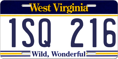 WV license plate 1SQ216