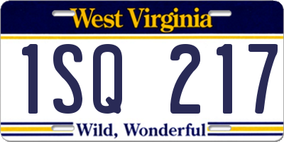 WV license plate 1SQ217