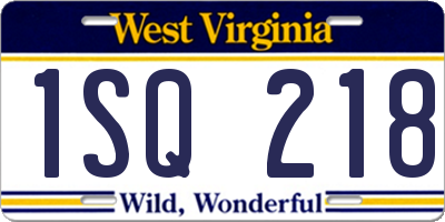 WV license plate 1SQ218