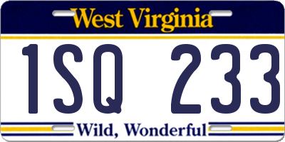 WV license plate 1SQ233