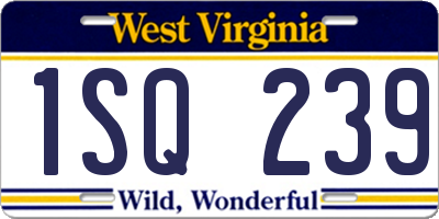 WV license plate 1SQ239