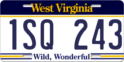 WV license plate 1SQ243