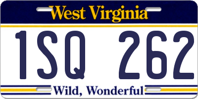 WV license plate 1SQ262