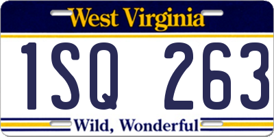 WV license plate 1SQ263