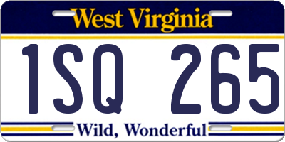WV license plate 1SQ265