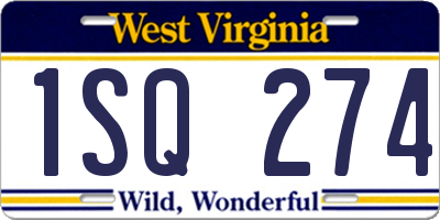WV license plate 1SQ274