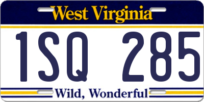 WV license plate 1SQ285