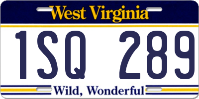 WV license plate 1SQ289