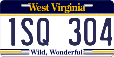 WV license plate 1SQ304