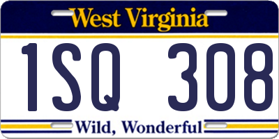 WV license plate 1SQ308