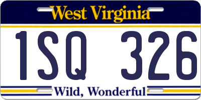 WV license plate 1SQ326