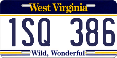 WV license plate 1SQ386