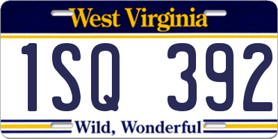 WV license plate 1SQ392