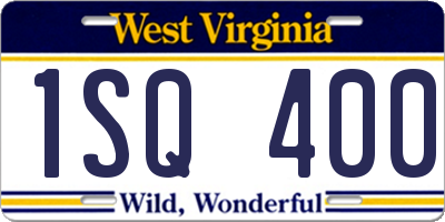 WV license plate 1SQ400