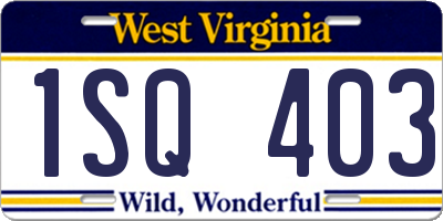 WV license plate 1SQ403